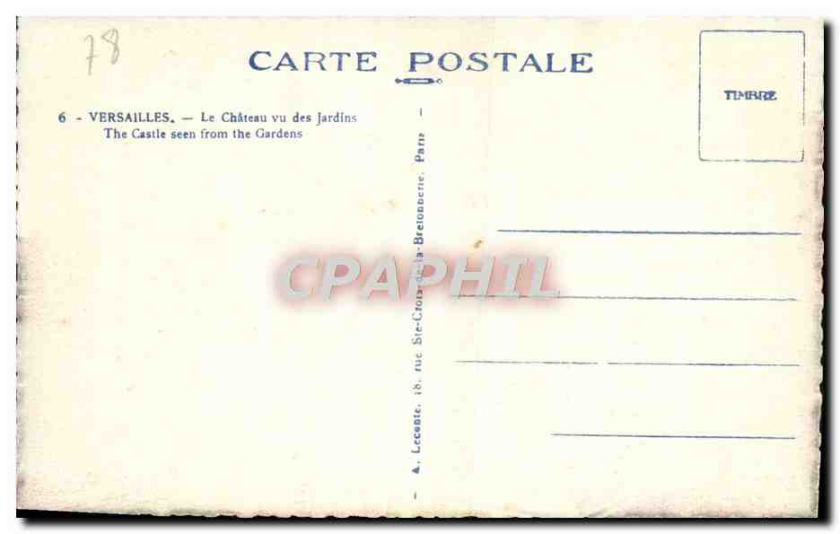 CPA Versailles Le Chateau Vu Des Jardins — Verso