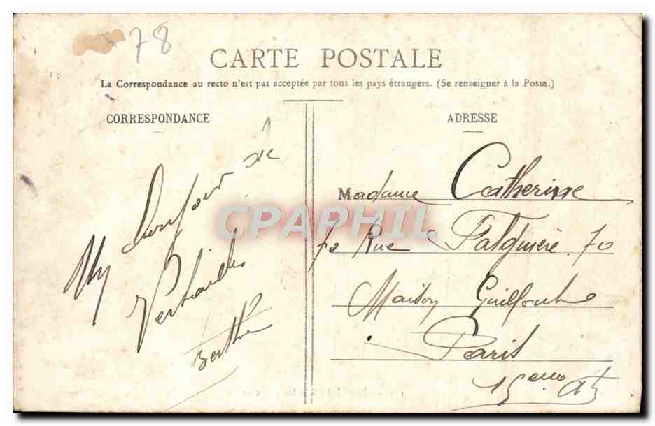 CPA Versailles L'Orangerie — Verso