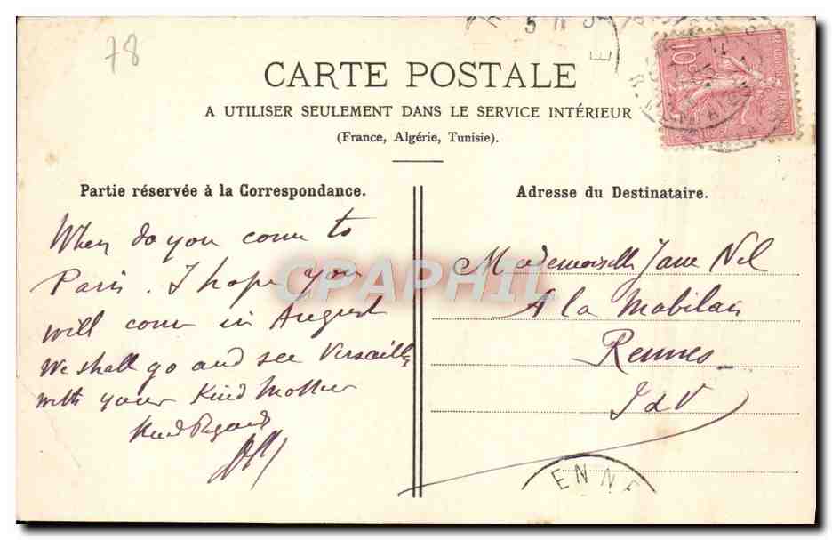 CPA Palais De Versailles — Verso