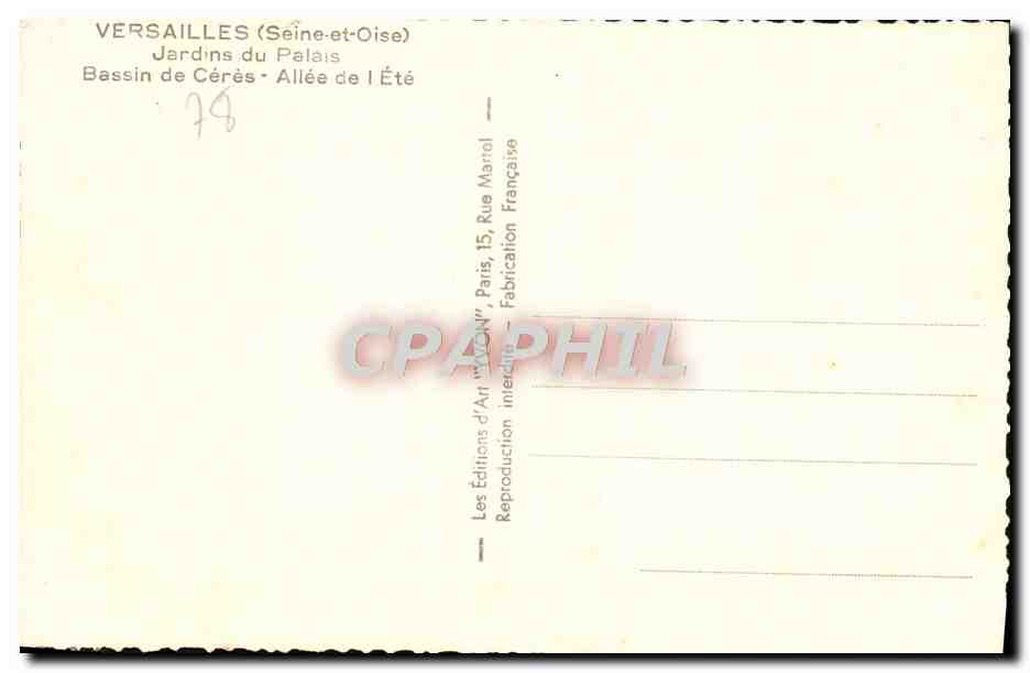 CPA Versailles Jardins Du Palais Bassin de Ceres Allee de L'Ete — Verso
