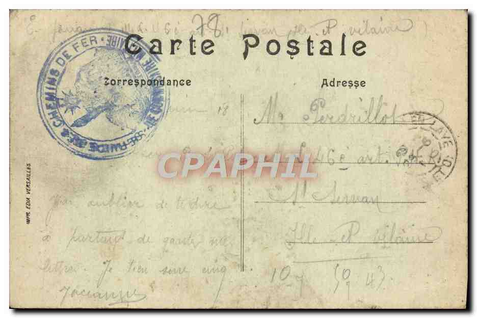 CPA Versailles Souvenir — Verso