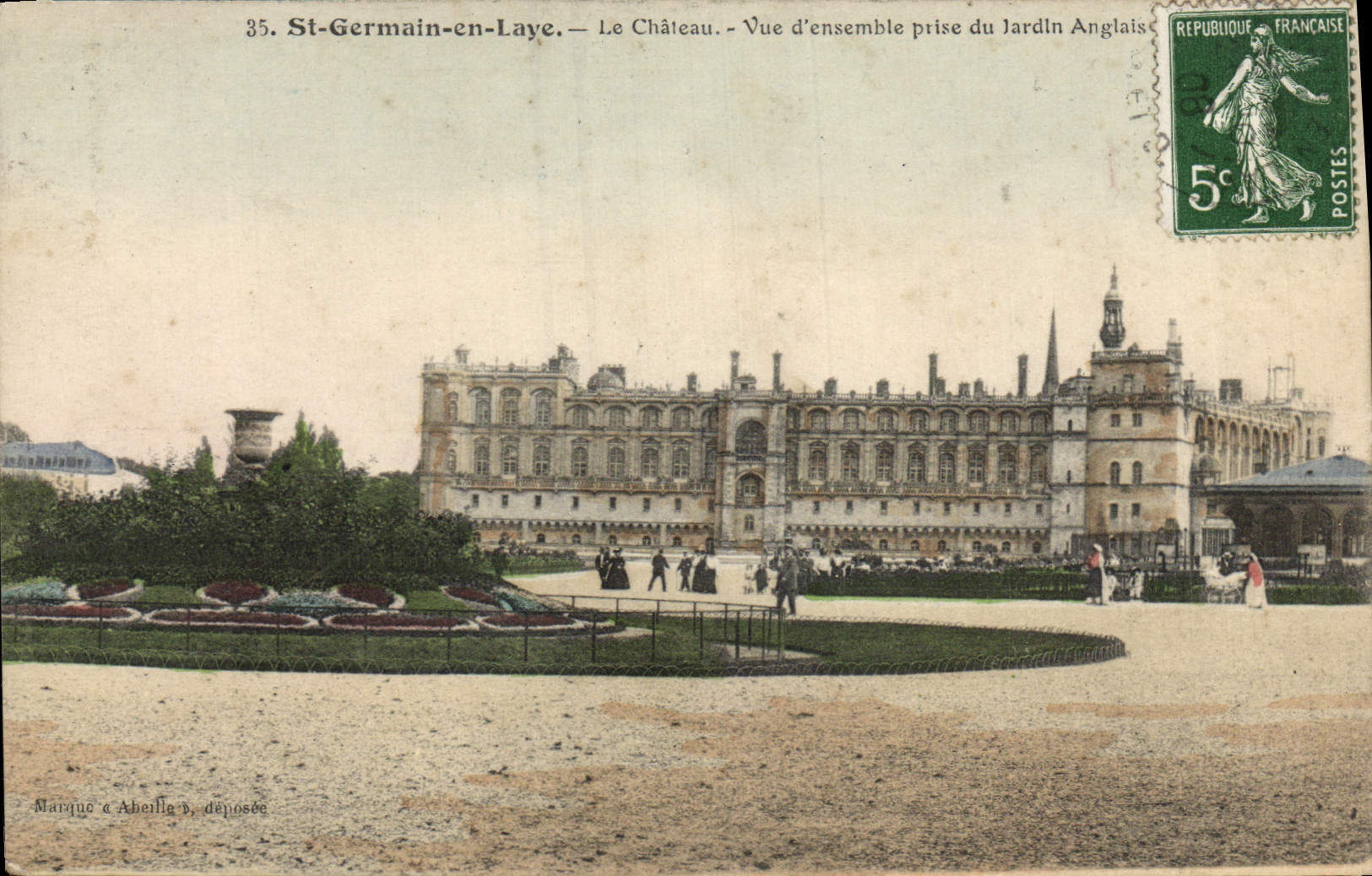 St-Germain-en-Laye — Le Château — Vue d'ensemble prise du Jardin Anglais — Marque d'Abeille déposée