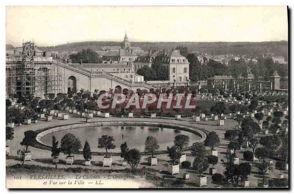 CPA Versailles Le Chateau L'Orangerie et vue sur la ville