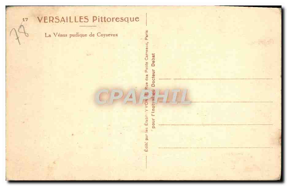 CPA Versailles Pittoresque La Venus pudique de Coysevox — Verso