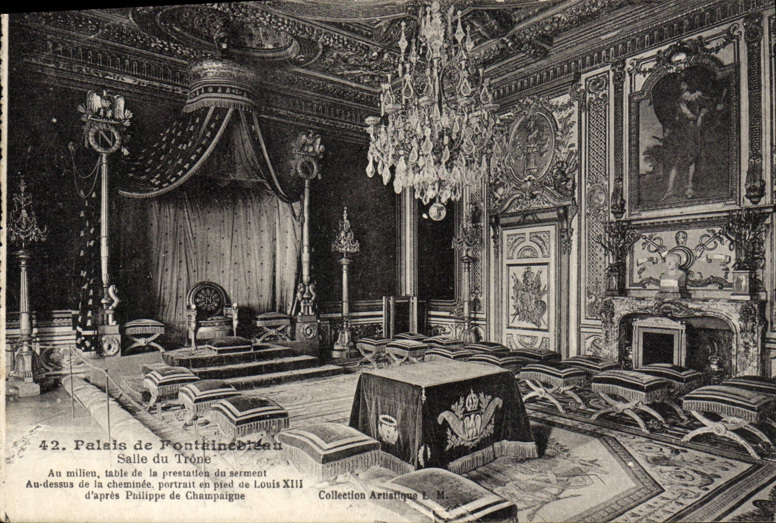 Palazzo di Fontainebleau — Sala del Trono, al centro del camino, ritratto a figura intera di Luigi XIII — Collezione Artistica L.M.