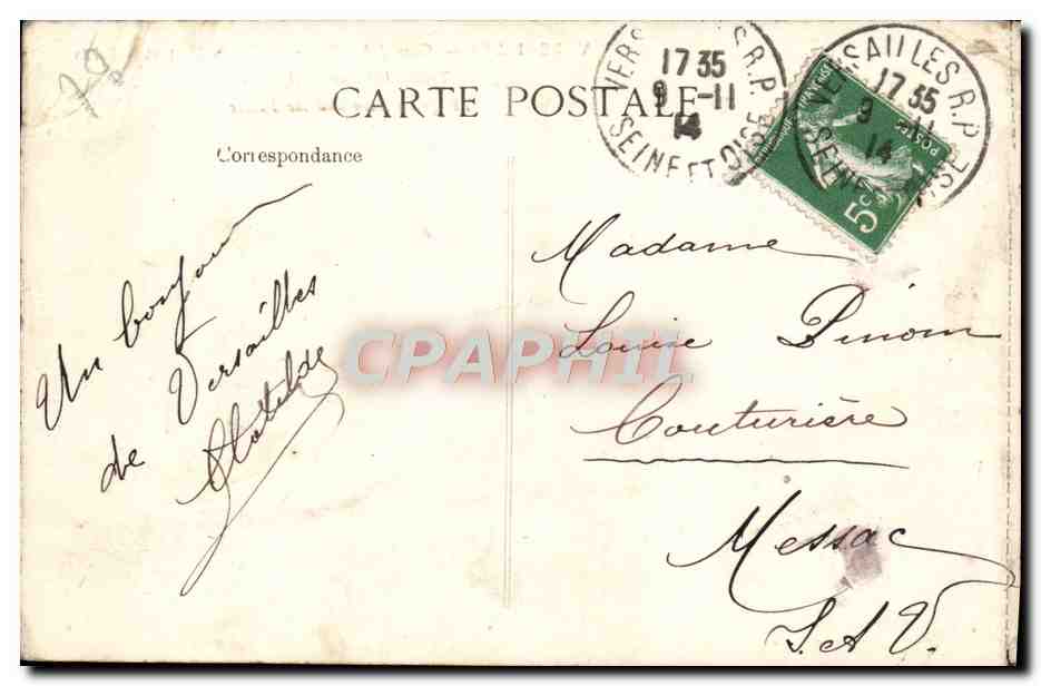 CPA Versailles Char d'Apollon Le Tapis vert et le palais — Verso