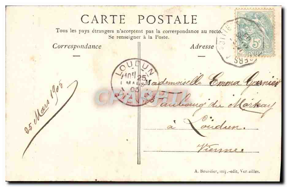 CPA Versailles Enlevement de Proserpine — Verso
