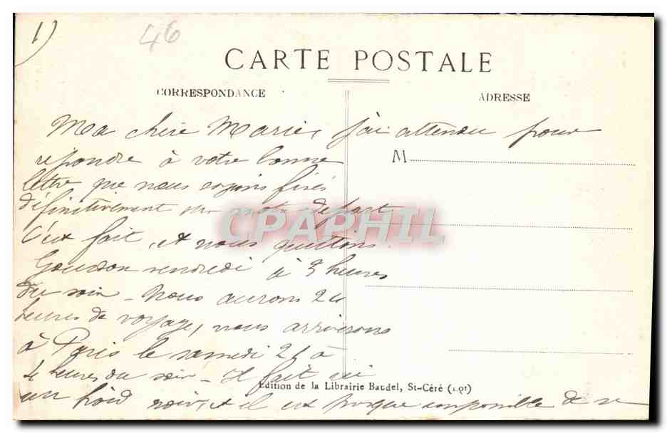 CPA Gourdon Vieille Maison Rue Zigzag — Rückseite