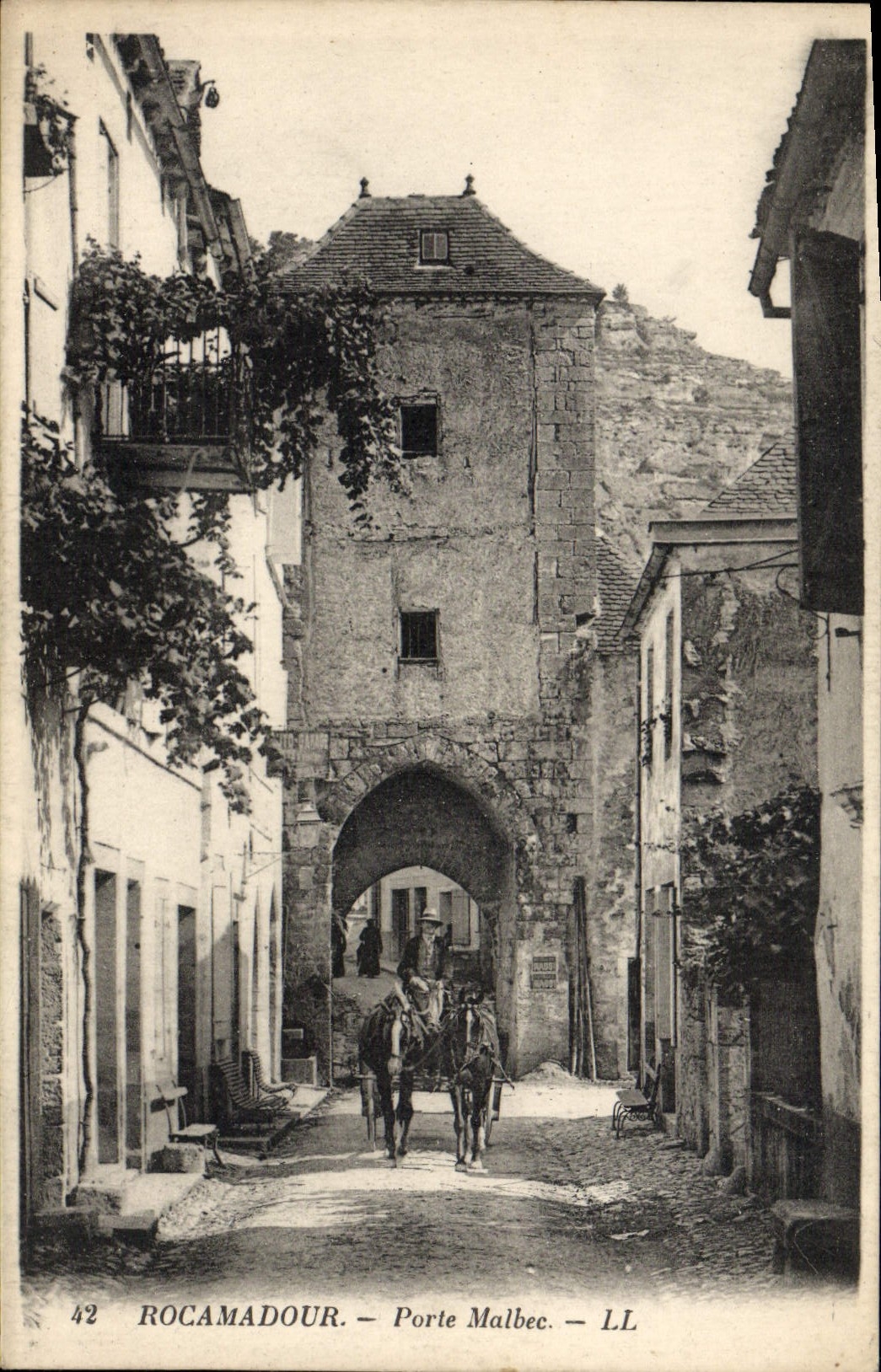 CPA Rocamadour Porte Malbec Attelage Cheval