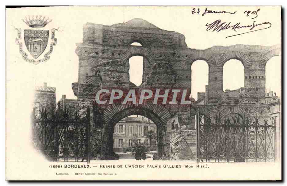 CPA Bordeaux Ruines De L'Ancien Palais Gallien Lion