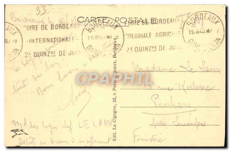 Bordeaux — La Gare Saint-Jean et l'Hôtel Terminus — CPAPHIL 38 — Rückseite