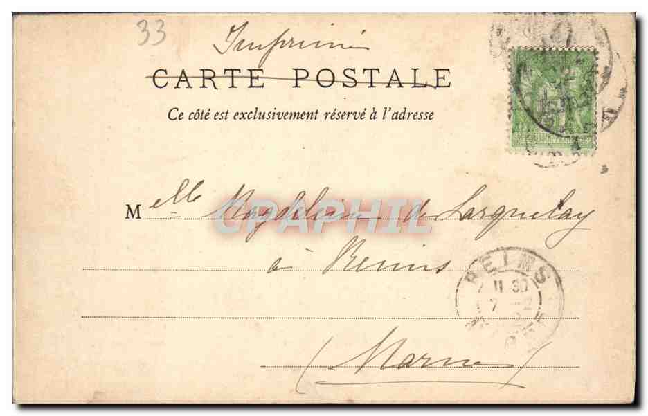 CPA Bordeaux Le Grand Theatre — Verso