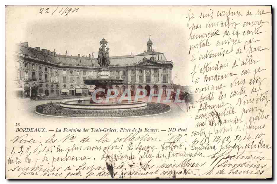 CPA Bordeaux La Fontaine des Trois Graces Place de la Bourse 