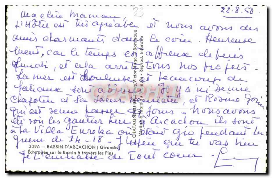 Bassin d'Arcachon — Échappée sur le Bassin à travers les Pins — Éditeur Elcée — Achterkant