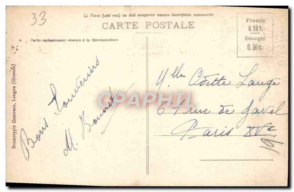 CPA Lacanau Ocean Un coin de la route dans les pins — Rückseite