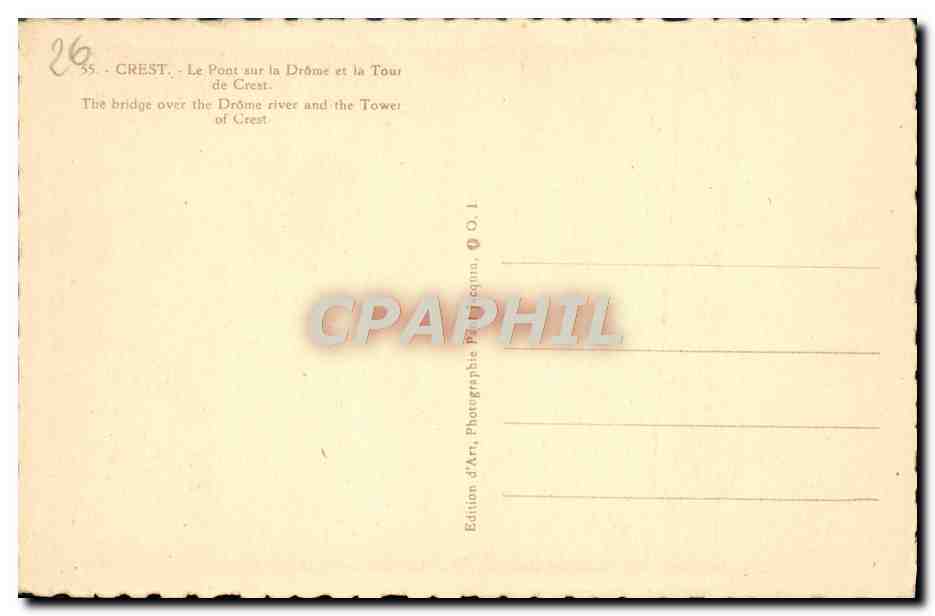 CPA Crest Le Pont sur la Drome et la Tour — Rückseite