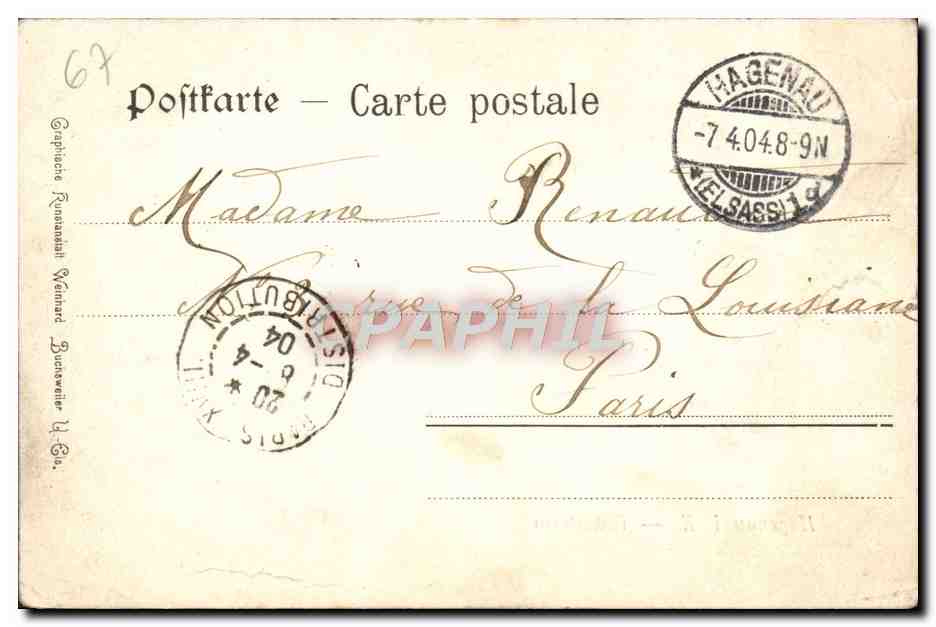CPA Hagenau Ritterurn — Rückseite