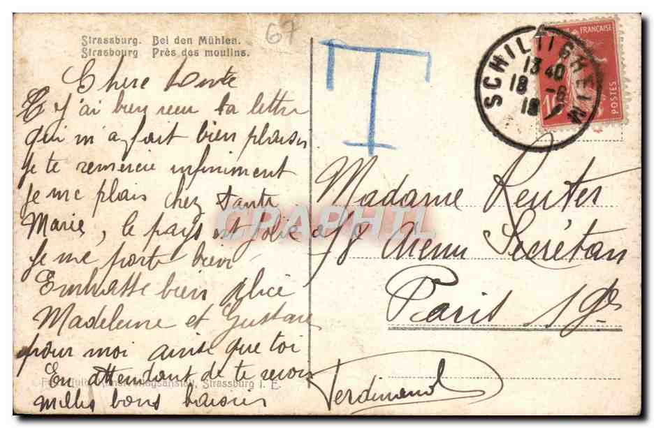 CPA Strasbourg Pres des moulins — Rückseite