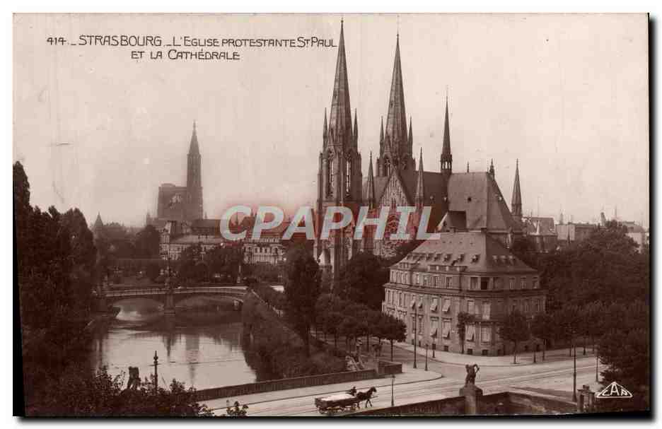 CPA Strasbourg L'Eglise Protestante St Paul et la cathedrale