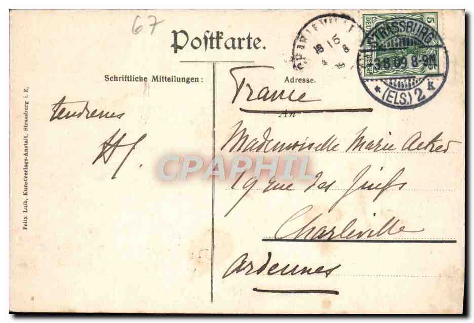 CPA Strasbourg Orangerie Bauernhaus und See — Rückseite