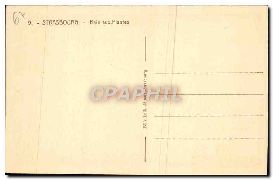 CPA Strasbourg Bain aux Plantes — Verso