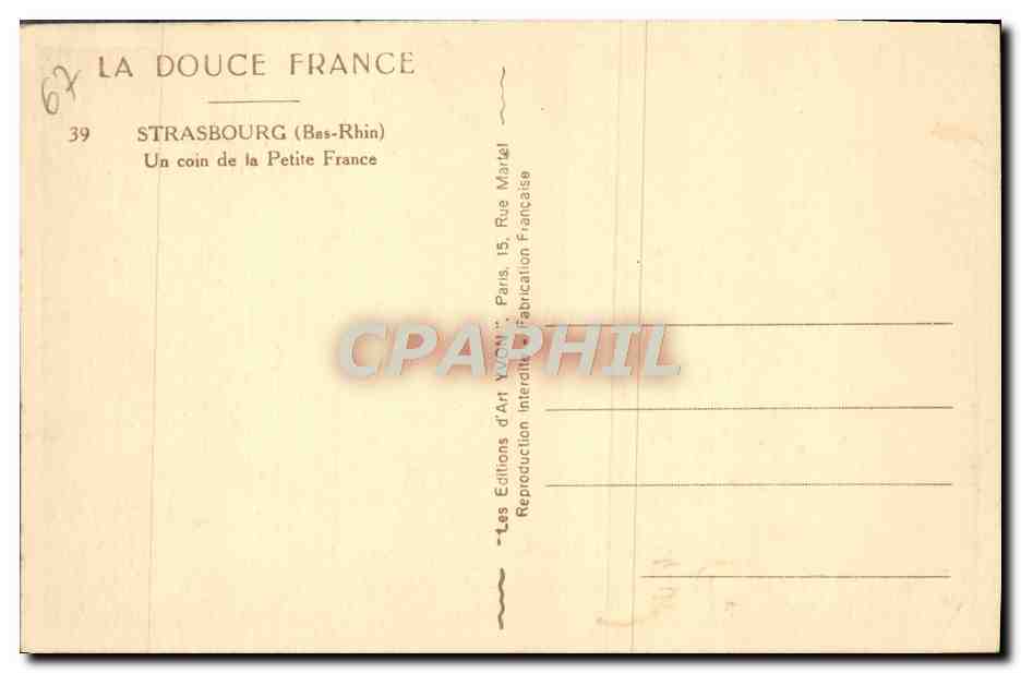 CPA Strasbourg Un coin de la Petite France — Verso