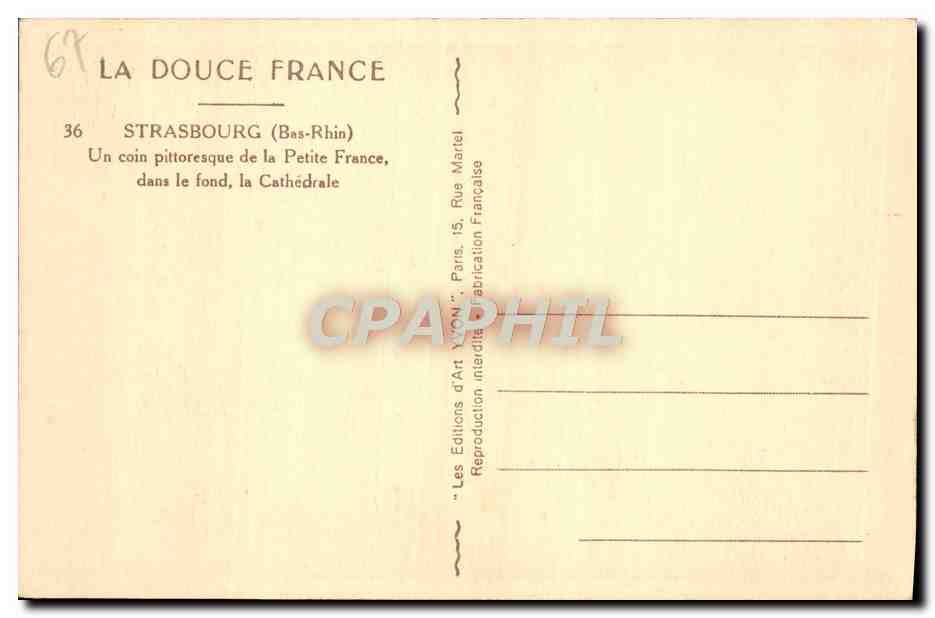 CPA Strasbourg Un Coin Pittoresque de la petite Enfance dans le fond la cathedrale — Back
