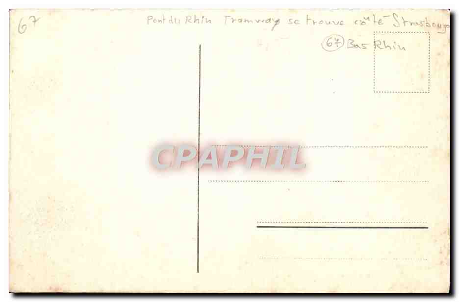 CPA Die Rheinbrucken Bei Kehl Tramway — Verso