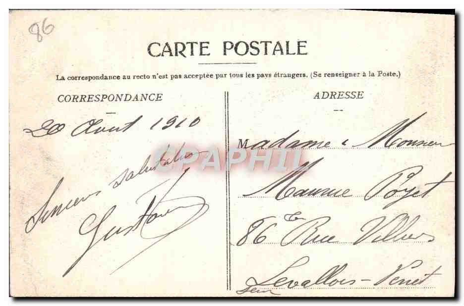 CPA Passerelle du chateau sur la Gargilesse — Rückseite
