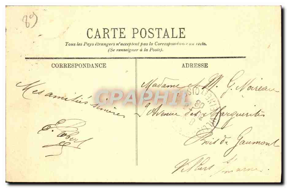 CPA Sens Entree de la Ville Par le pont de l'Yonne  — Rückseite