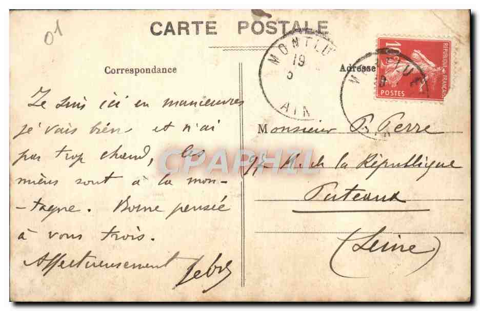 CPA Montluel Vue Generale Prise du Coteau St Barthelemy — Rückseite