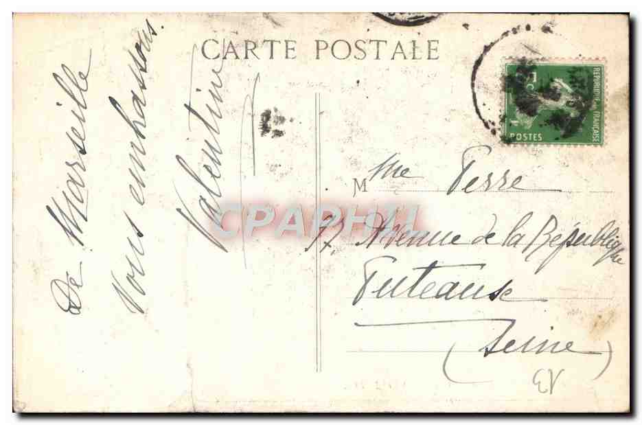 Tarjeta postal antigua Panorama de la Corniche de Marsella — Reverso