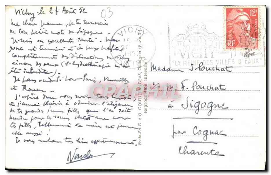 CPA Vichy Bords de l'Allier Embarcadere du canotage  — Verso