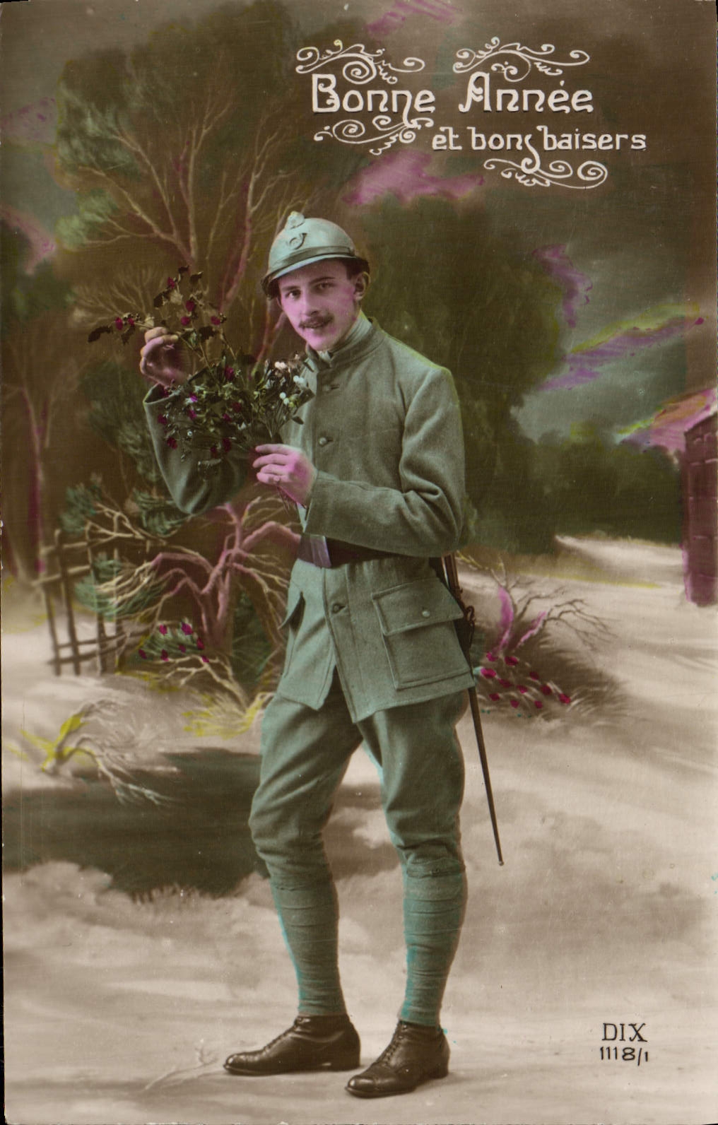 CPA Fantaisie Homme Soldat Militaria Bonne Annee