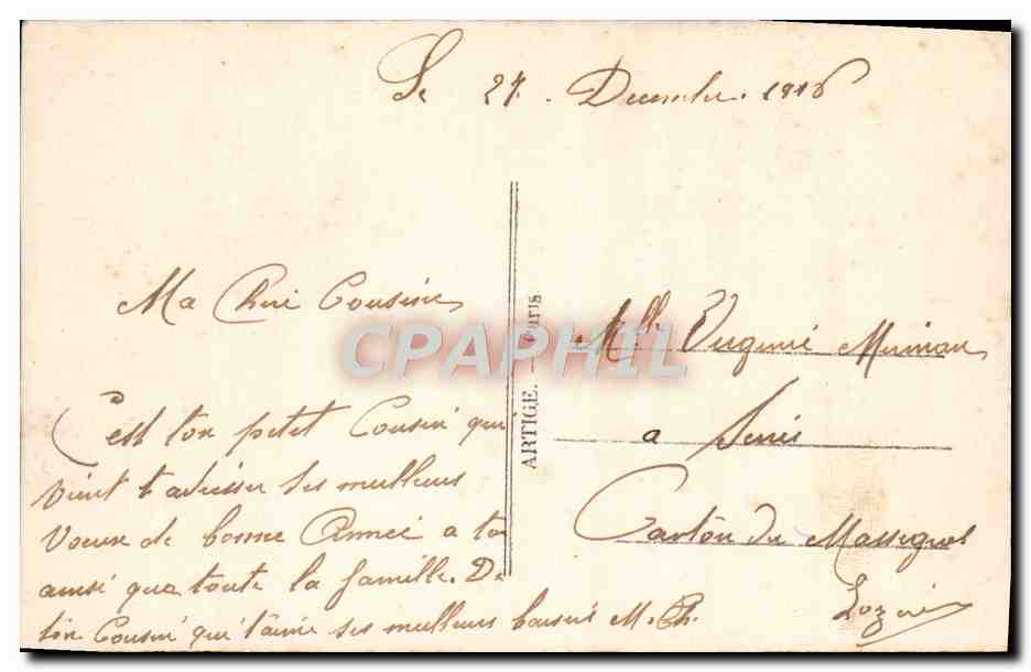 CPA Fantaisie Homme Soldat Militaria Trefle Tranchees Porte Bonheur Bonne Annee — Back