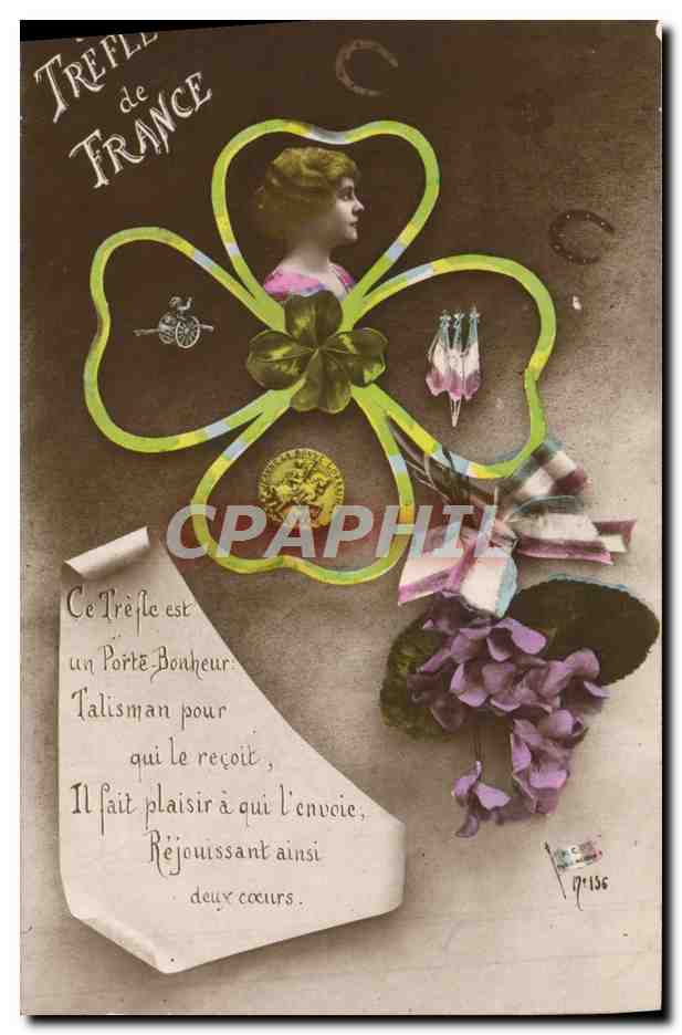 CPA Trefle de France Enfant Cheval 