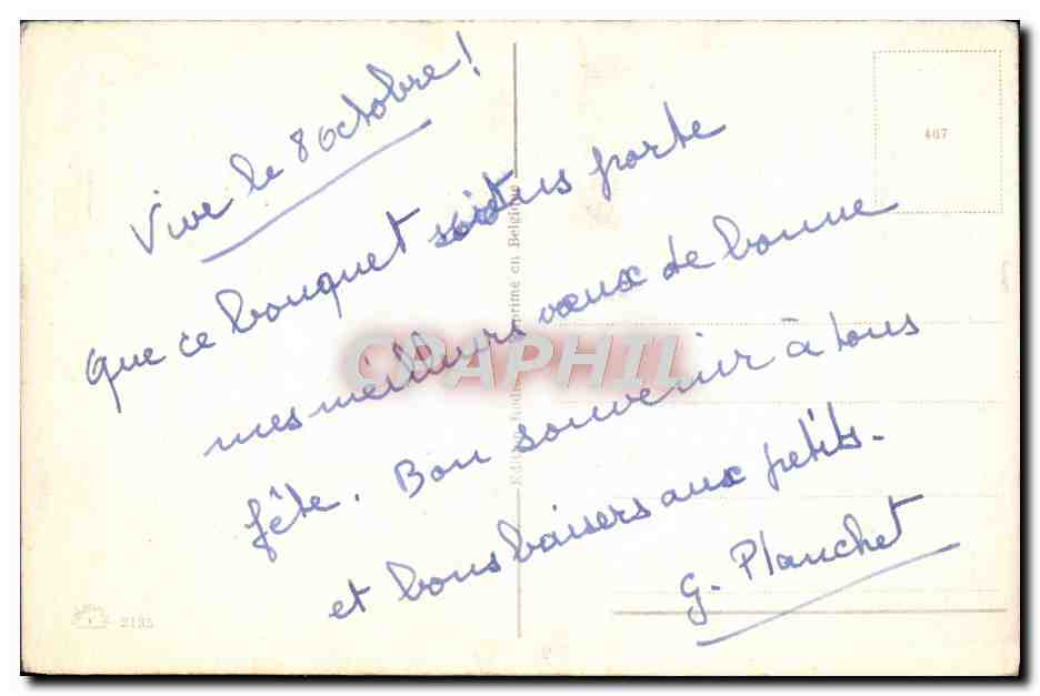 CPA Fantaisie Fleurs Heureux Anniversaire — Rückseite