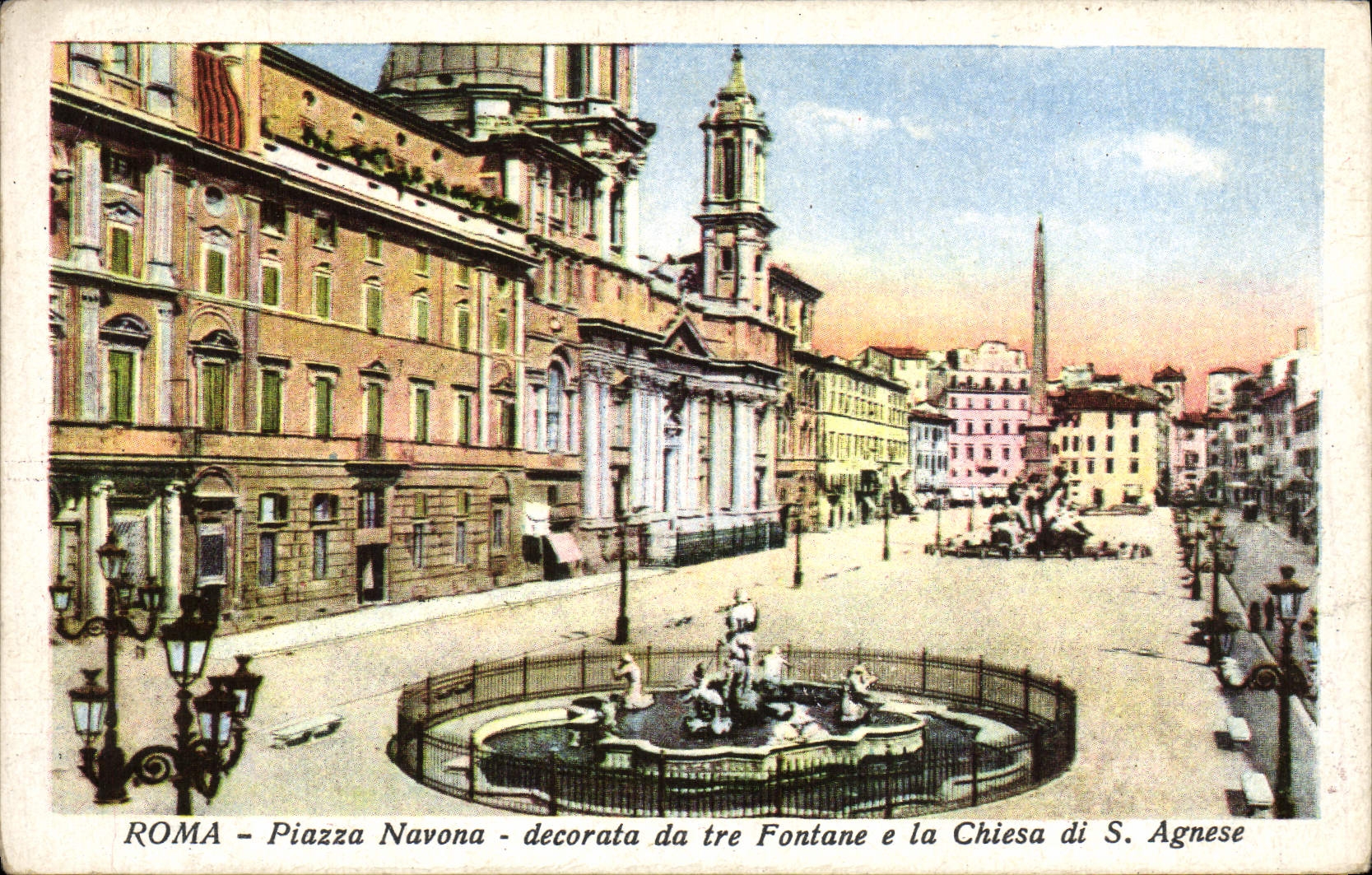 CPA Roma Piazza Navona Decorata da tre Fontane e la Chiesa di S Agnese