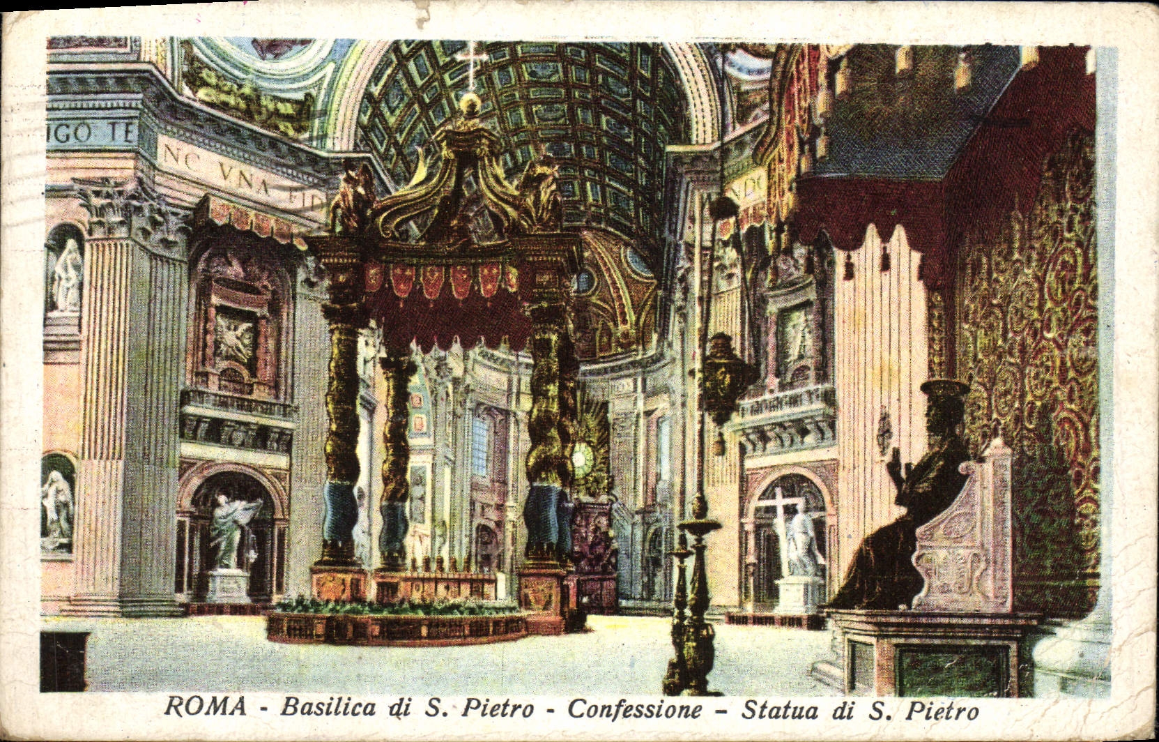 CPA Roma Basilica di s Pietro Confessione Statue di S Pietro