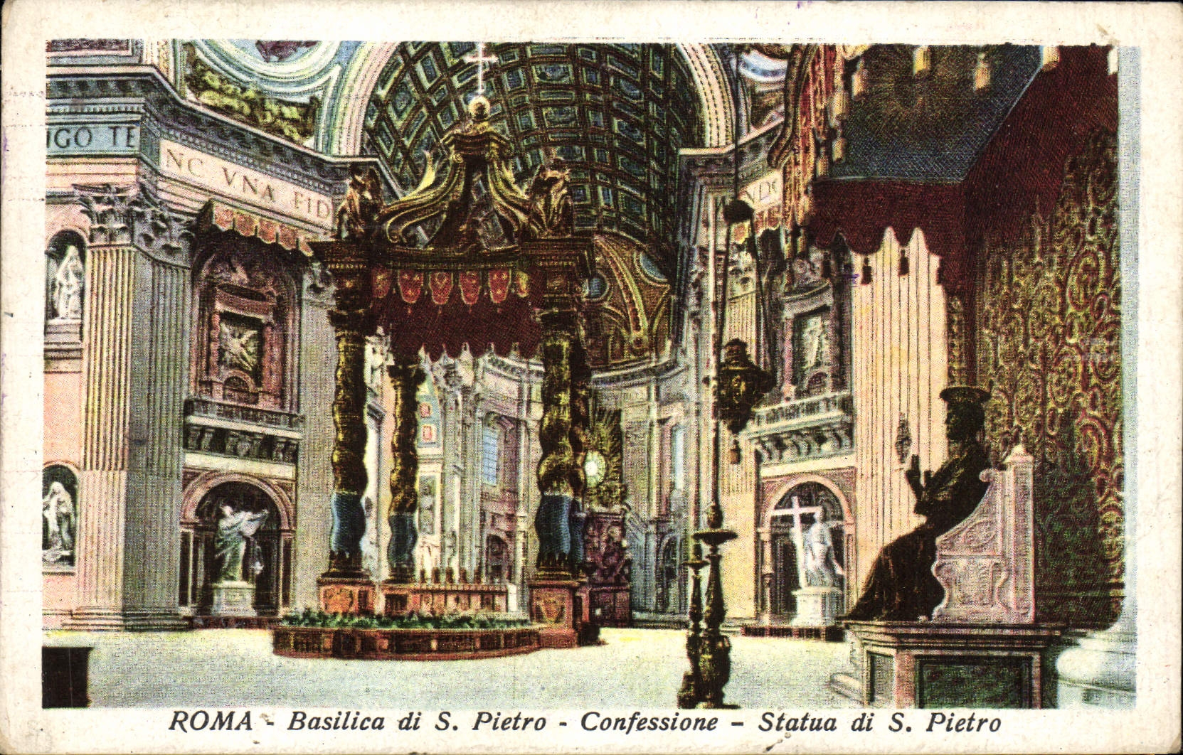 CPA Roma Basilica di Pietro Confessione Statue di S Pietro