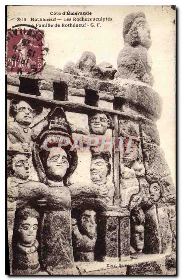 CPA Rotheneuf Les Rochers sculptes la Famille de Rotheneuf