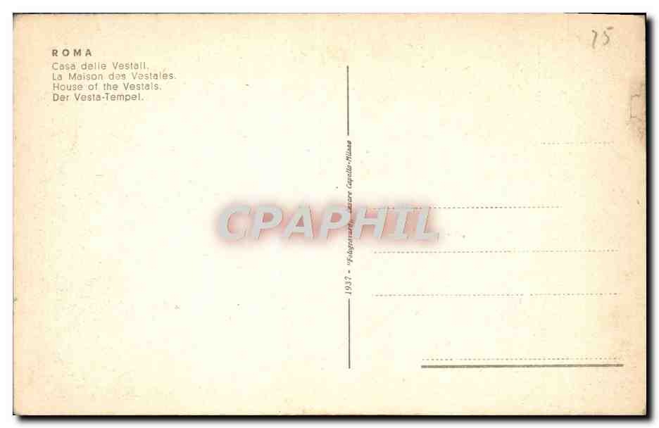 CPA Roma Casa delle Vestalli — Rückseite