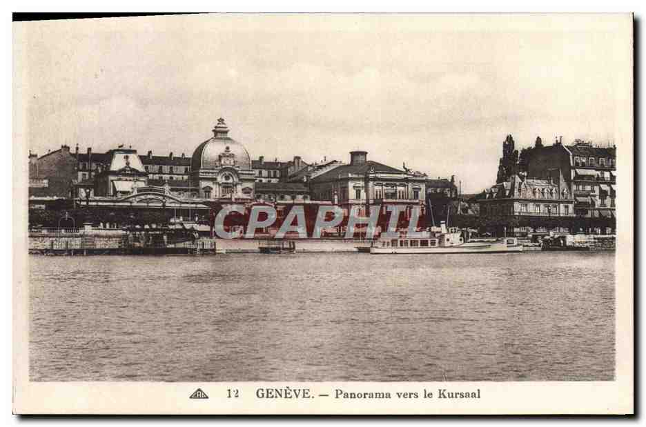 CPA Geneve Panorama vers le Kursaal Bateau