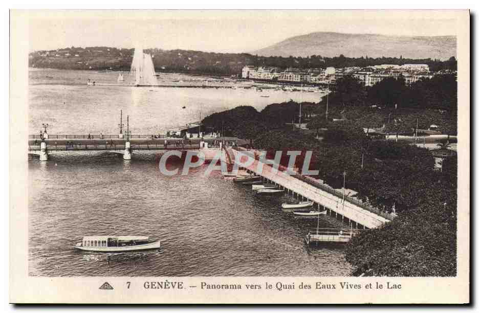 CPA Geneve Panorama vers le Quai des Eaux vives et le Lac