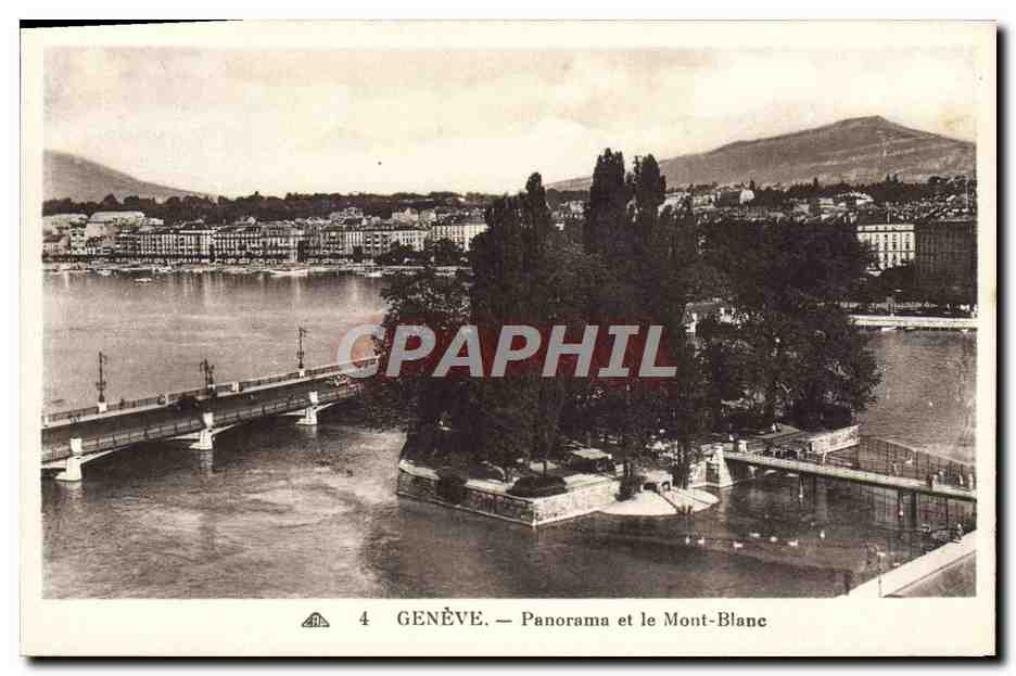 CPA Geneve Panorama et le Mont Blanc