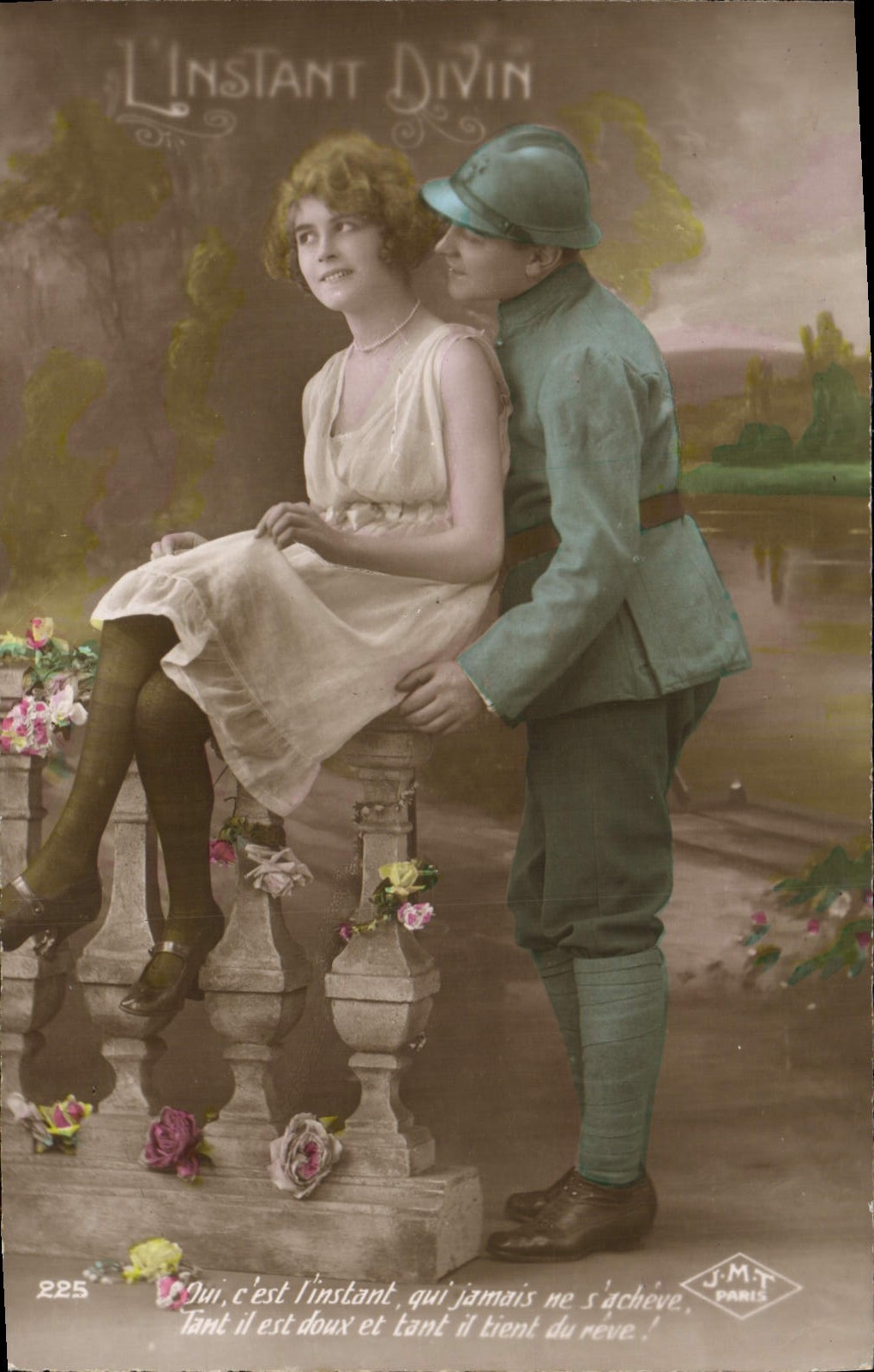 Soldat et jeune femme — scène romantique — J.M.T. Paris n°225
