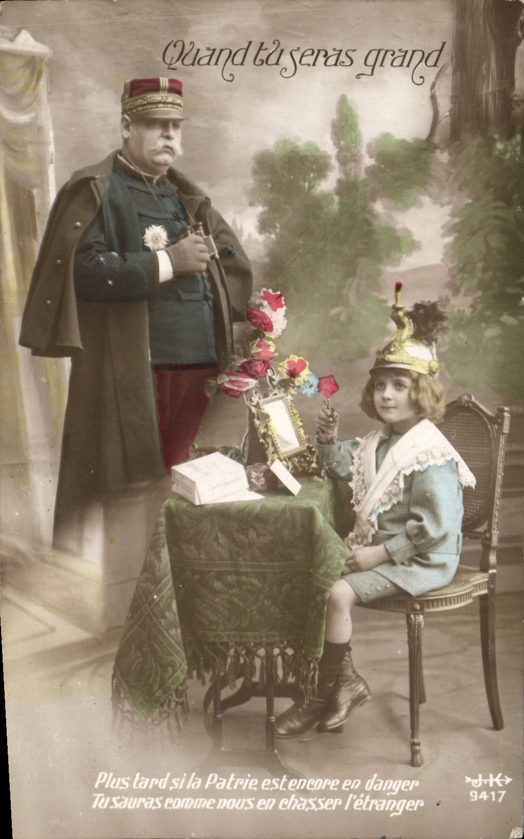 Soldat et enfant — message patriotique — J.K. n° 9417