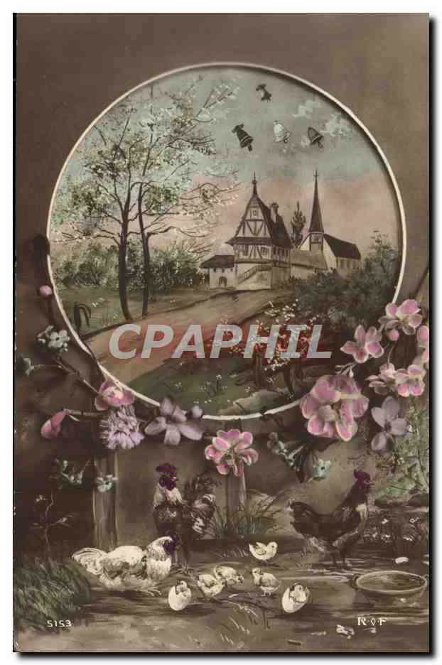 CPA Fantaisie Fleurs Poules