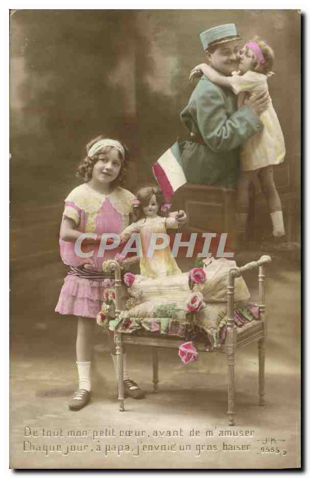 CPA Fantaisie Enfant Poupee Soldat Militaria