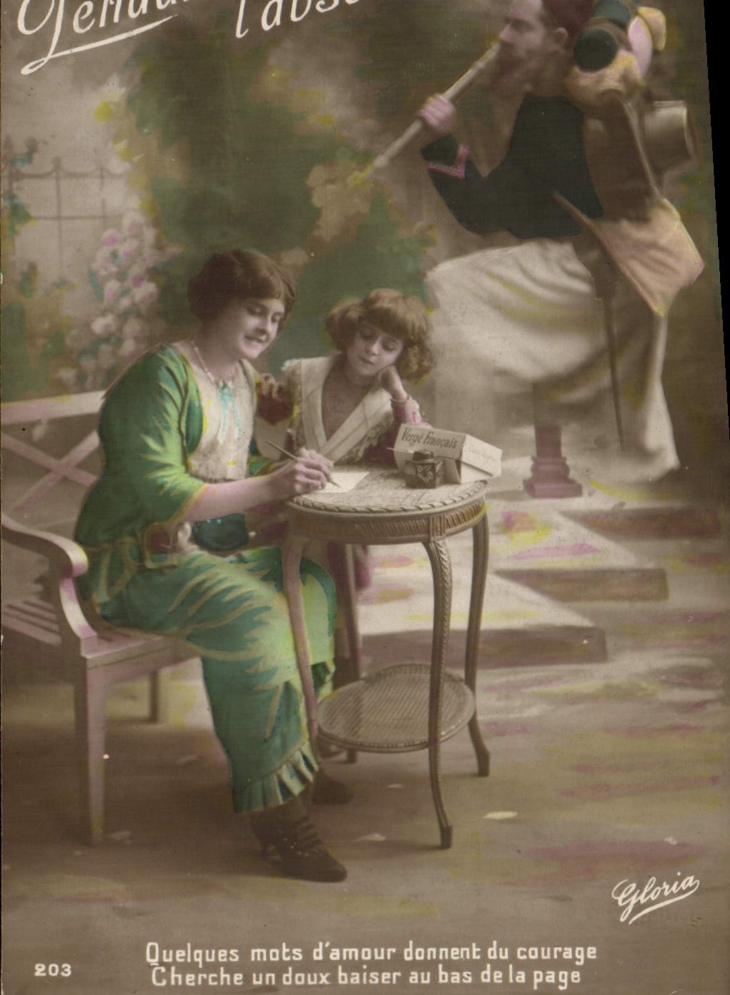 Deux femmes à une table — scène de courtoisie — Gloria, n°203